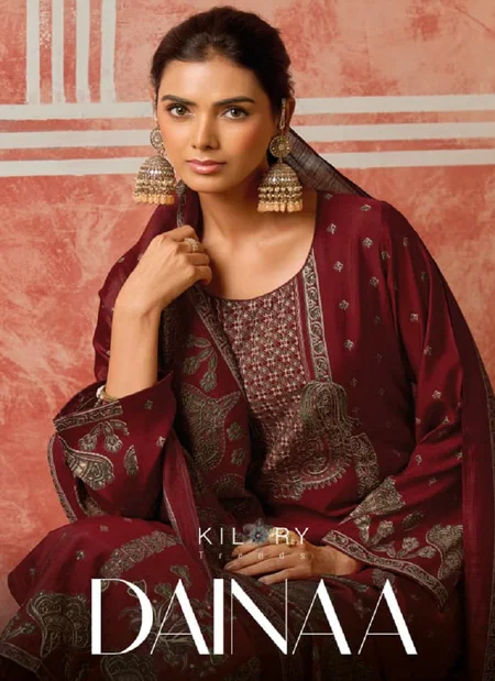 Dainaa By Kilory Pure Muslin Digital Printed Top With Bottom Dupatta